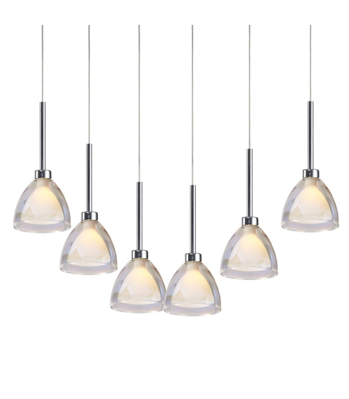 Baldwin Linear Pendant 2m Curved Cone Glass (U) 6 Light G9 Polished Chrome/Iridescent/Opal-7