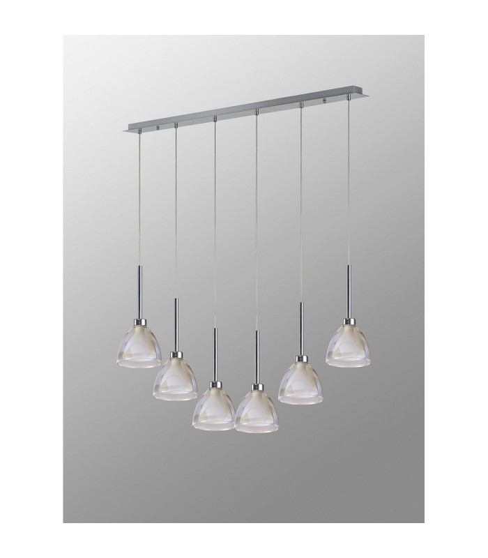 Baldwin Linear Pendant 2m Curved Cone Glass (U) 6 Light G9 Polished Chrome/Iridescent/Opal-14