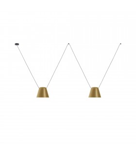 Decorative Hanging Ceiling Pendant Matt Black Painted Gold 2x E27 / 75cm x 200cm - 1