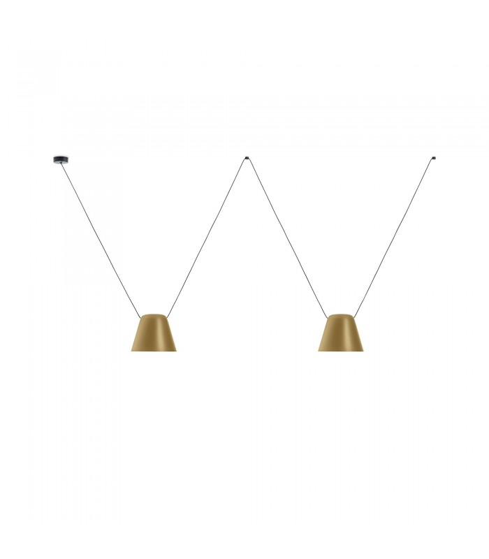 Decorative Hanging Ceiling Pendant Matt Black Painted Gold 2x E27 / 75cm x 200cm - 1