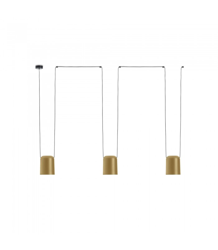 Decorative Hanging Ceiling Pendant Matt Black Painted Gold 3x E27 / 175cm x 600cm - 1
