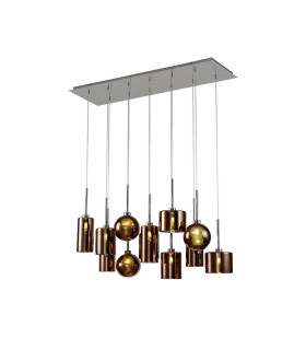 Baldwin Linear Pendant 2m 12 x G9 Polished Chrome/Copper/Frosted Type A