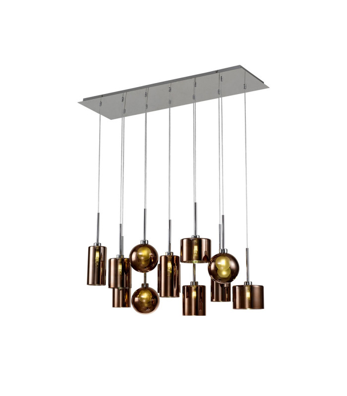 Baldwin Linear Pendant 2m 12 x G9 Polished Chrome/Copper/Frosted Type A