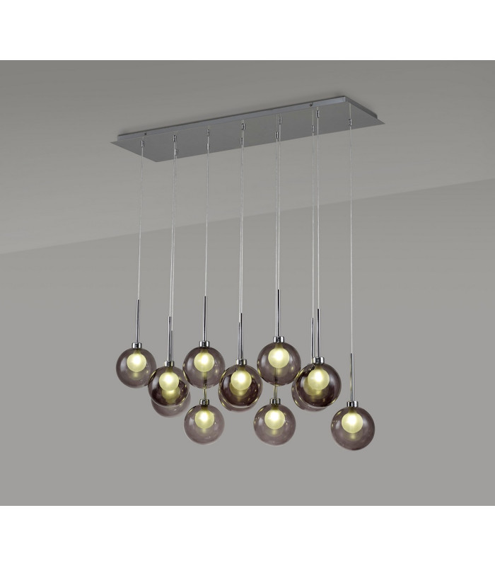 Baldwin Linear Pendant 2m 12 x G9 Polished Chrome/Smoked/Frosted Type G Shade-3