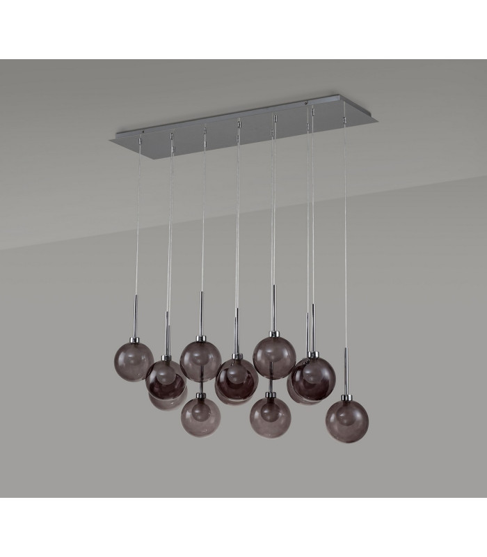Baldwin Linear Pendant 2m 12 x G9 Polished Chrome/Smoked/Frosted Type G Shade-11