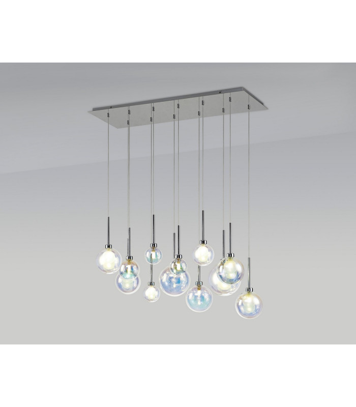 Baldwin Linear Pendant 2m 12 x G9 Polished Chrome/Iridescent/Frosted Type G Shade-3
