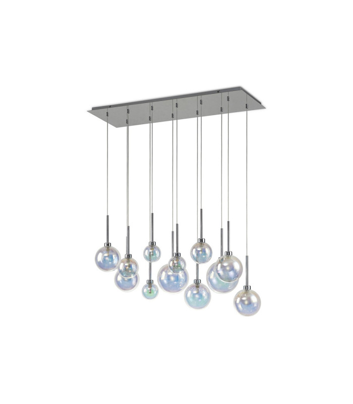Baldwin Linear Pendant 2m 12 x G9 Polished Chrome/Iridescent/Frosted Type G Shade-4