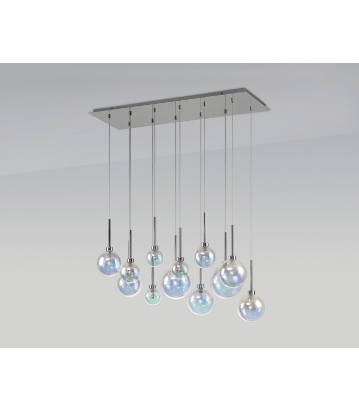 Baldwin Linear Pendant 2m 12 x G9 Polished Chrome/Iridescent/Frosted Type G Shade-14
