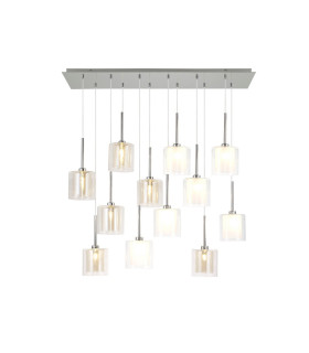 Baldwin Linear Pendant 2m 12 x G9 Polished Chrome/Frosted/Clear/Cognac Type H Shade-1