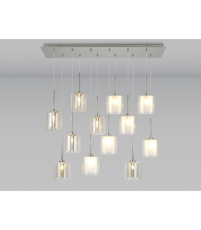 Baldwin Linear Pendant 2m 12 x G9 Polished Chrome/Frosted/Clear/Cognac Type H Shade-3