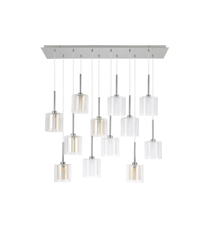 Baldwin Linear Pendant 2m 12 x G9 Polished Chrome/Frosted/Clear/Cognac Type H Shade-4