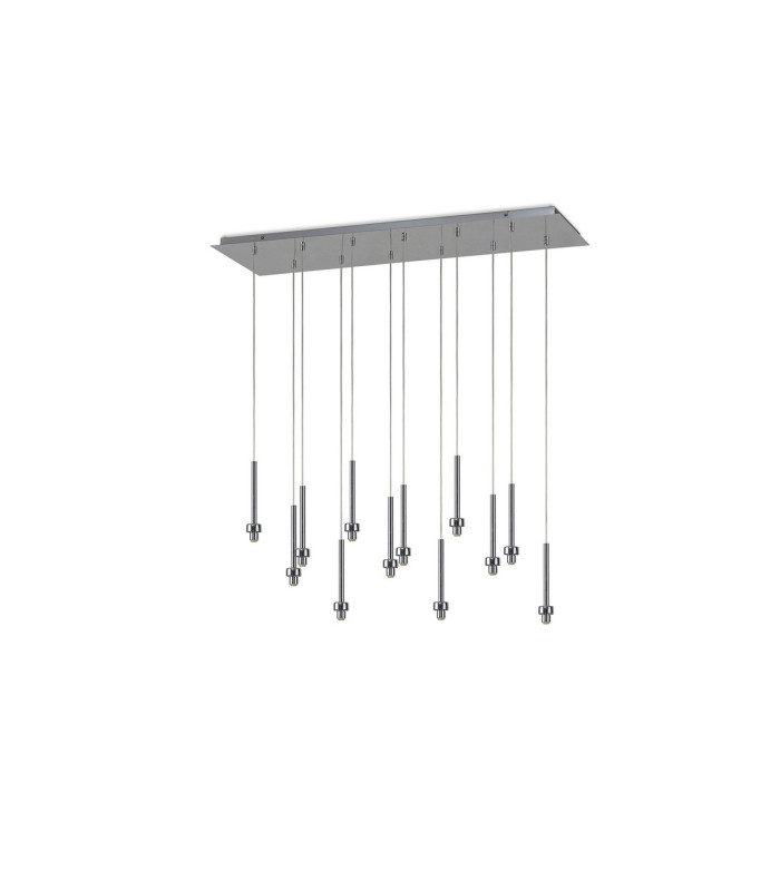 Baldwin Linear Pendant 2m 12 x G9 Polished Chrome/Frosted/Clear/Cognac Type H Shade-5