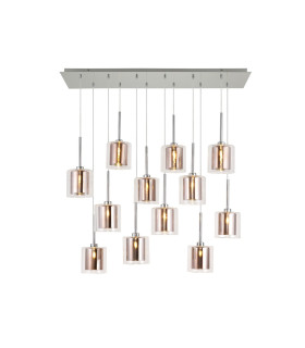 Baldwin Linear Pendant 2m 12 x G9 Polished Chrome/Copper/Clear Type H Shade-1