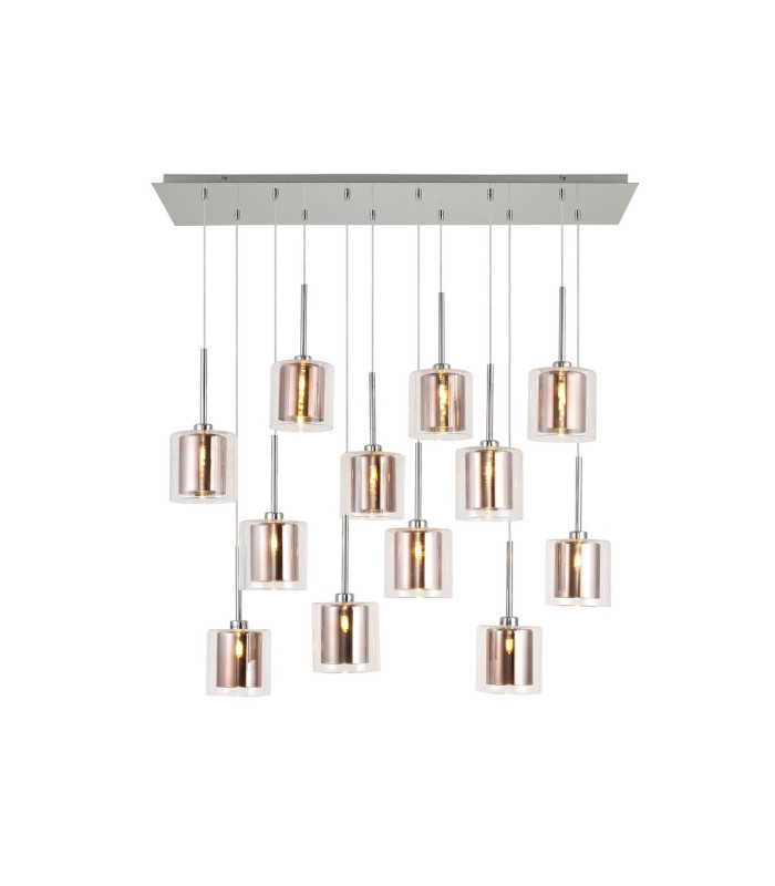 Baldwin Linear Pendant 2m 12 x G9 Polished Chrome/Copper/Clear Type H Shade-1