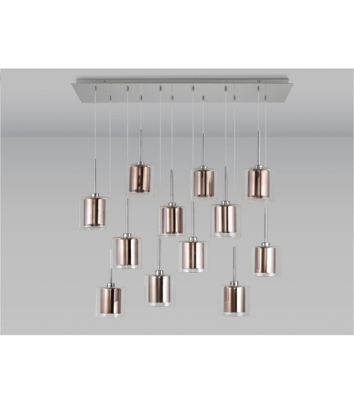 Baldwin Linear Pendant 2m 12 x G9 Polished Chrome/Copper/Clear Type H Shade-11