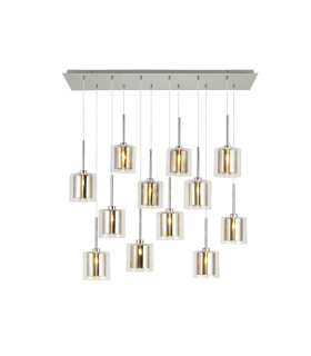 Baldwin Linear Pendant 2m 12 x G9 Polished Chrome/Gold/Clear Type H Shade-1