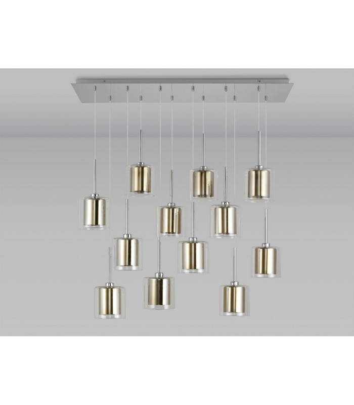 Baldwin Linear Pendant 2m 12 x G9 Polished Chrome/Gold/Clear Type H Shade-11