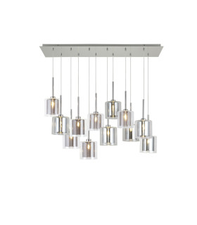 Baldwin Linear Pendant 2m 12 x G9 Polished Chrome/Chrome/Clear/Smoked Type H Shade-1