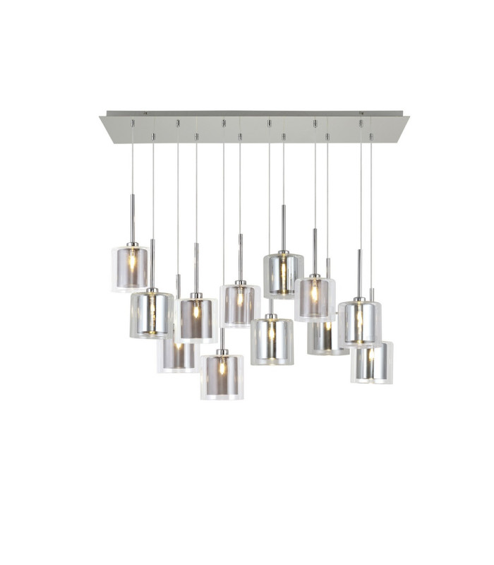 Baldwin Linear Pendant 2m 12 x G9 Polished Chrome/Chrome/Clear/Smoked Type H Shade-1