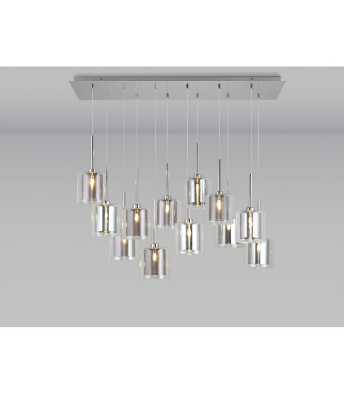 Baldwin Linear Pendant 2m 12 x G9 Polished Chrome/Chrome/Clear/Smoked Type H Shade-3