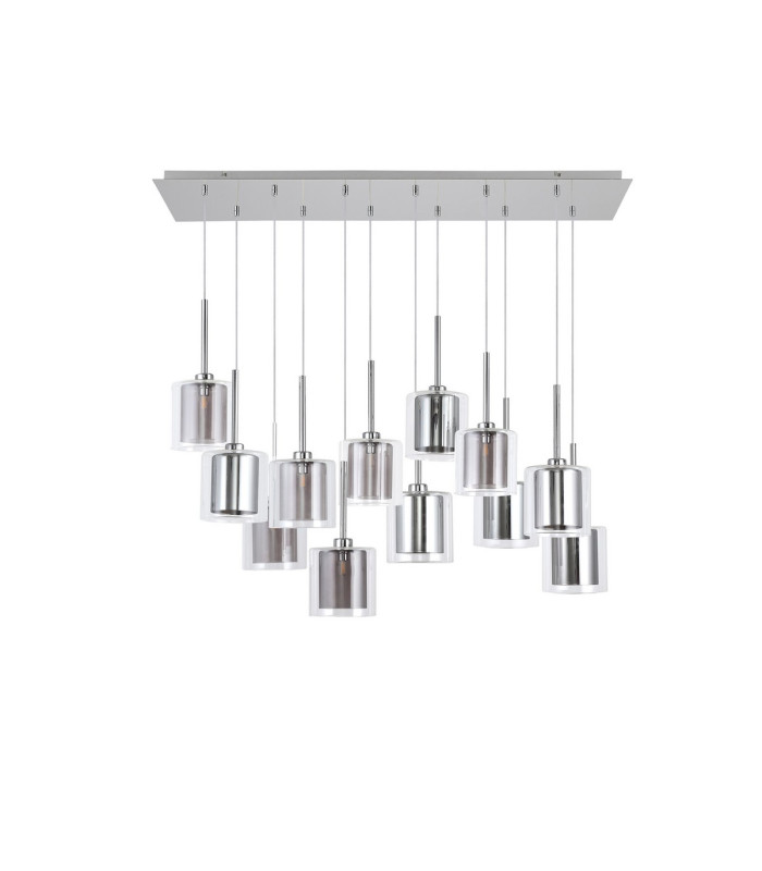 Baldwin Linear Pendant 2m 12 x G9 Polished Chrome/Chrome/Clear/Smoked Type H Shade-4