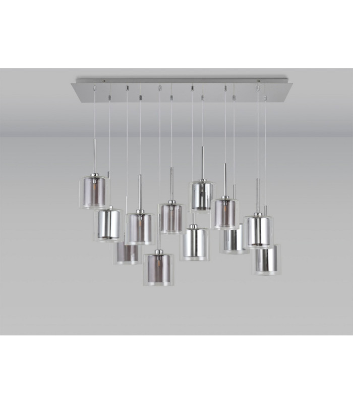 Baldwin Linear Pendant 2m 12 x G9 Polished Chrome/Chrome/Clear/Smoked Type H Shade-14
