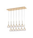 Baldwin Linear Pendant 2m Curved Cone Glass (U) 12 Light G9 French Gold/Iridescent/Opal/Matt Gold-1