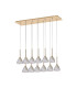 Baldwin Linear Pendant 2m Curved Cone Glass (U) 12 Light G9 French Gold/Iridescent/Opal/Matt Gold-4