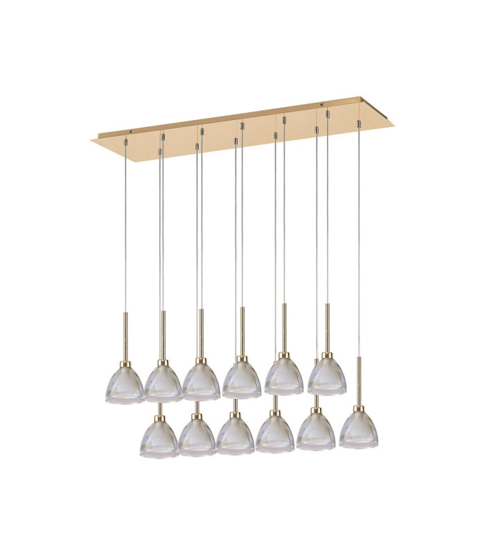 Baldwin Linear Pendant 2m Curved Cone Glass (U) 12 Light G9 French Gold/Iridescent/Opal/Matt Gold-4