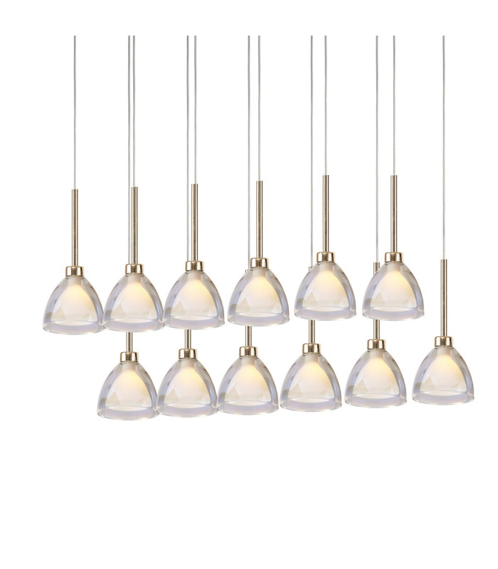 Baldwin Linear Pendant 2m Curved Cone Glass (U) 12 Light G9 French Gold/Iridescent/Opal/Matt Gold-6