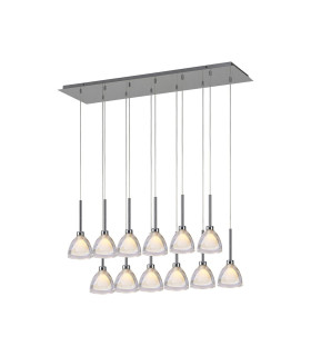 Baldwin Linear Pendant 2m Curved Cone Glass (U) 12 Light G9 Polished Chrome/Iridescent/Opal-1