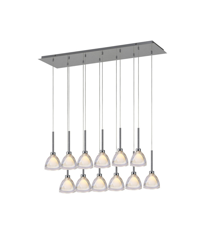 Baldwin Linear Pendant 2m Curved Cone Glass (U) 12 Light G9 Polished Chrome/Iridescent/Opal-1