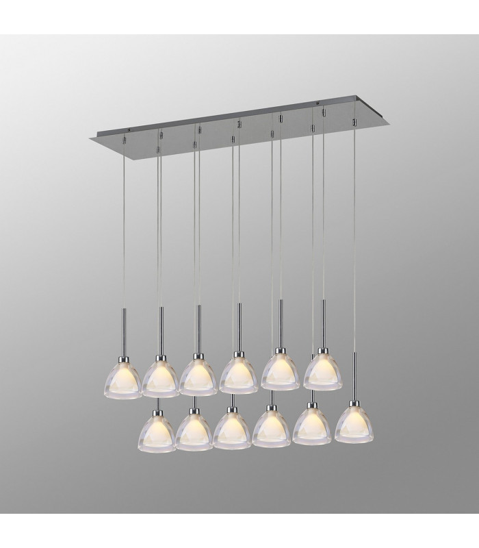 Baldwin Linear Pendant 2m Curved Cone Glass (U) 12 Light G9 Polished Chrome/Iridescent/Opal-3