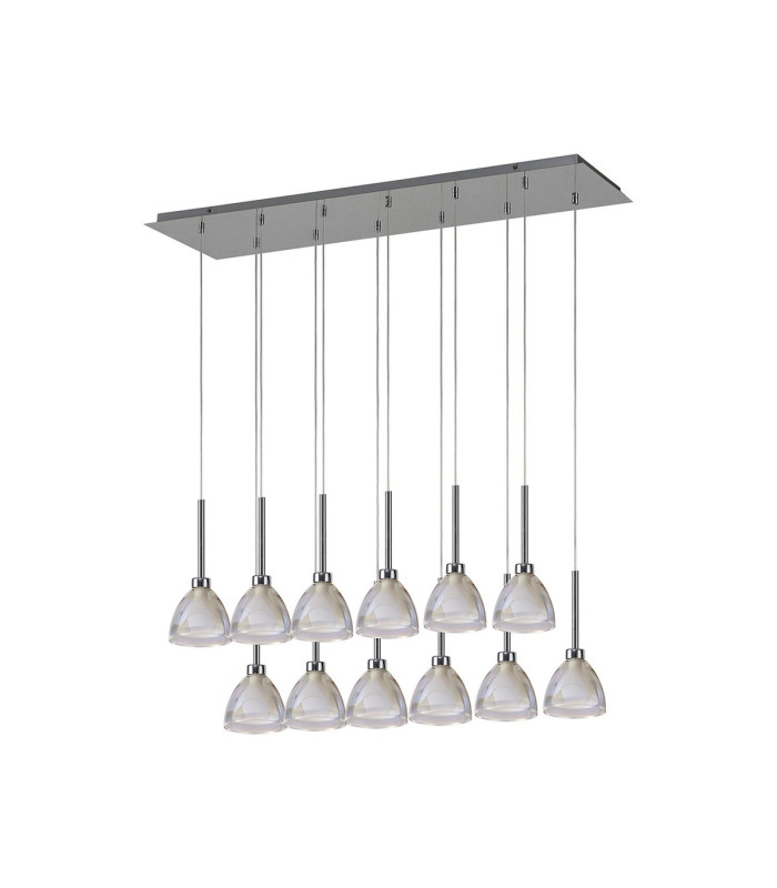 Baldwin Linear Pendant 2m Curved Cone Glass (U) 12 Light G9 Polished Chrome/Iridescent/Opal-4