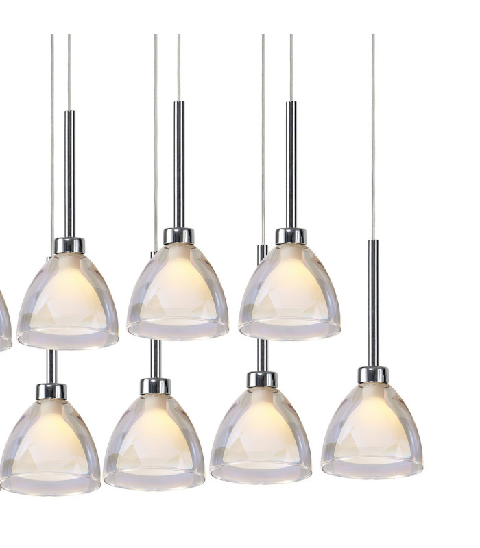 Baldwin Linear Pendant 2m Curved Cone Glass (U) 12 Light G9 Polished Chrome/Iridescent/Opal-6