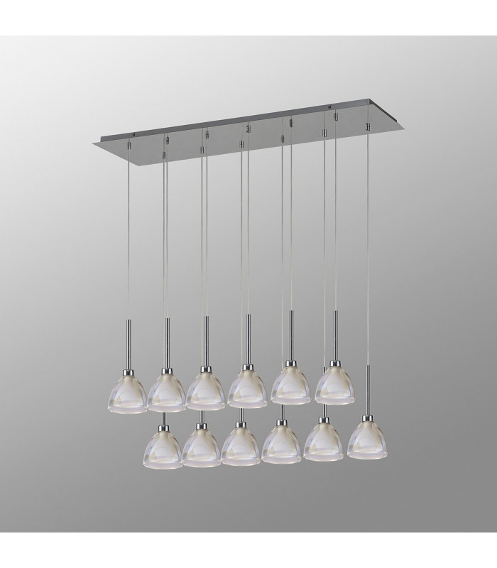 Baldwin Linear Pendant 2m Curved Cone Glass (U) 12 Light G9 Polished Chrome/Iridescent/Opal-14