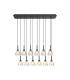 Baldwin Linear Pendant 2m Curved Cone Glass (U) 12 Light G9 Satin Black/Iridescent/Opal-1
