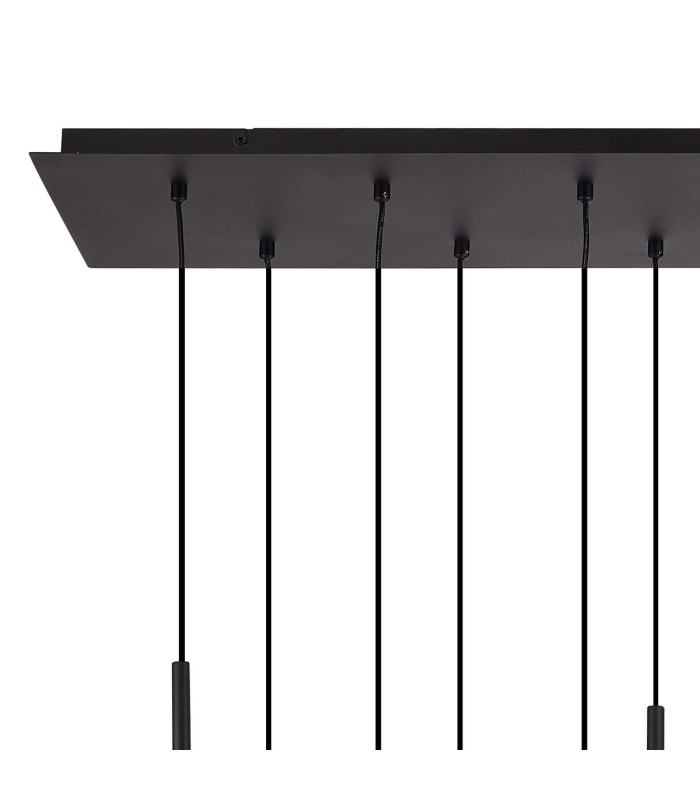 Baldwin Linear Pendant 2m Curved Cone Glass (U) 12 Light G9 Satin Black/Iridescent/Opal-5