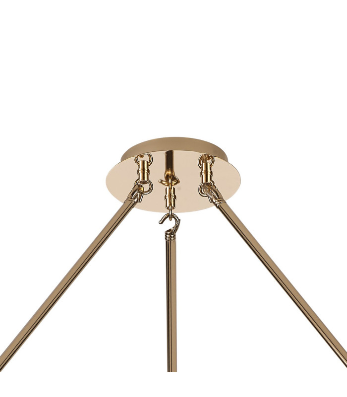 Baldwin Round Fixed Pendant Curved Cone Glass (U) 12 Light G9 French Gold/Iridescent/Opal-5