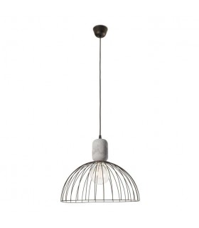 Cage Ceiling Pendant Matt Black Cement 1x E27 48.7cm - 1