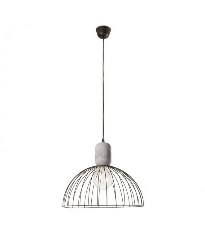 Cage Ceiling Pendant Matt Black Cement 1x E27 48.7cm - 1