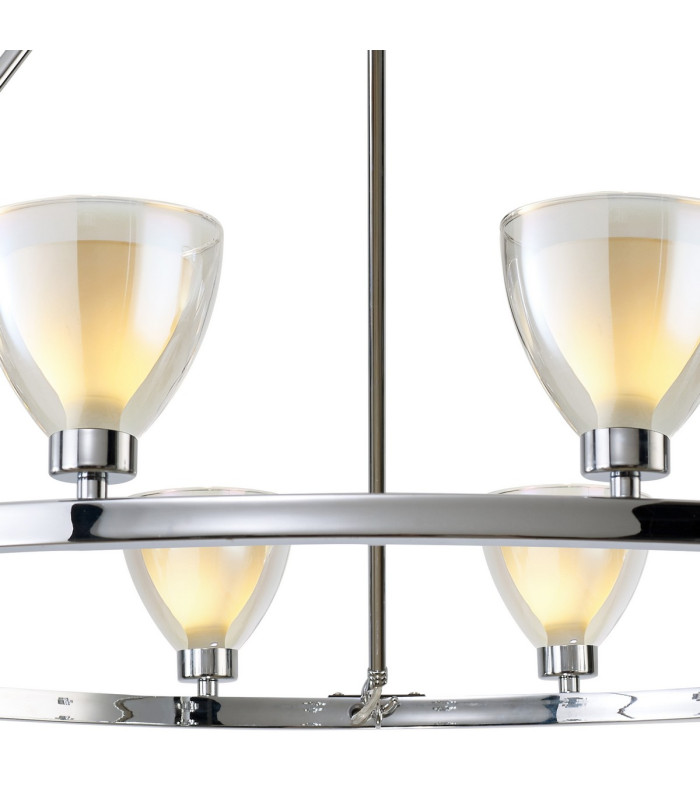 Baldwin Round Fixed Pendant Curved Cone Glass (U) 12 Light G9 Polished Chrome/Iridescent/Opal-6