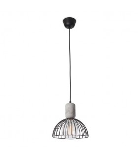 Cage Ceiling Pendant Matt Black Cement 1x E27 24.7cm - 1