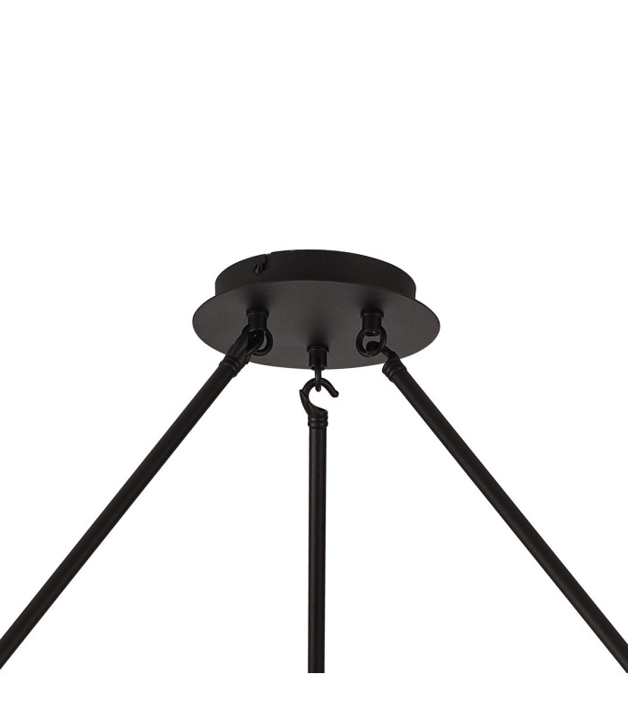 Baldwin Round Fixed Pendant Curved Cone Glass (U) 12 Light G9 Satin Black/Iridescent/Opal-5