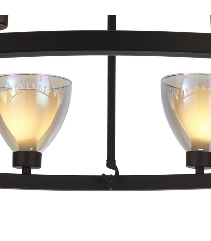 Baldwin Round Fixed Pendant Curved Cone Glass (U) 12 Light G9 Satin Black/Iridescent/Opal-7