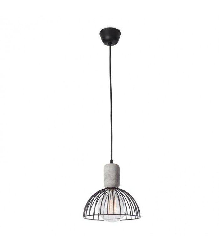 Cage Ceiling Pendant Matt Black Cement 1x E27 24.7cm - 1