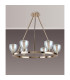 Baldwin Round Fixed Pendant Curved Cone Glass (U) 6 Light G9 French Gold/Iridescent/Opal-10