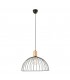 Cage Ceiling Pendant Matt Black Light Wood 1x E27 48.7cm - 1