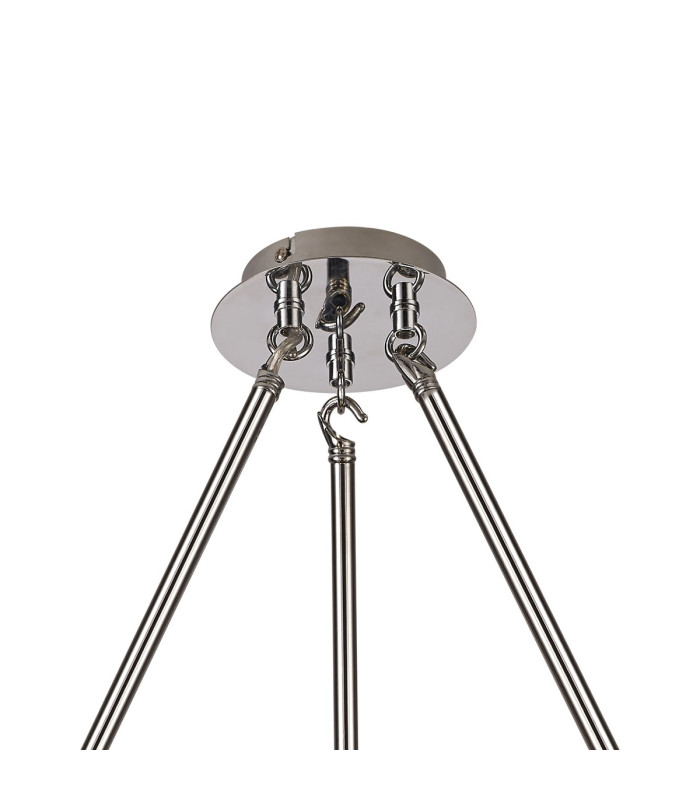 Baldwin Round Fixed Pendant Curved Cone Glass (U) 6 Light G9 Polished Chrome/Iridescent/Opal-5