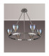Baldwin Round Fixed Pendant Curved Cone Glass (U) 6 Light G9 Polished Chrome/Iridescent/Opal-11